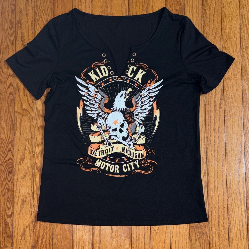 Black Tee with Skull and Wings